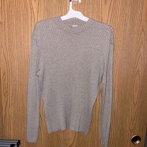 Beige Ribbed Mock-Neck H&M Sweater